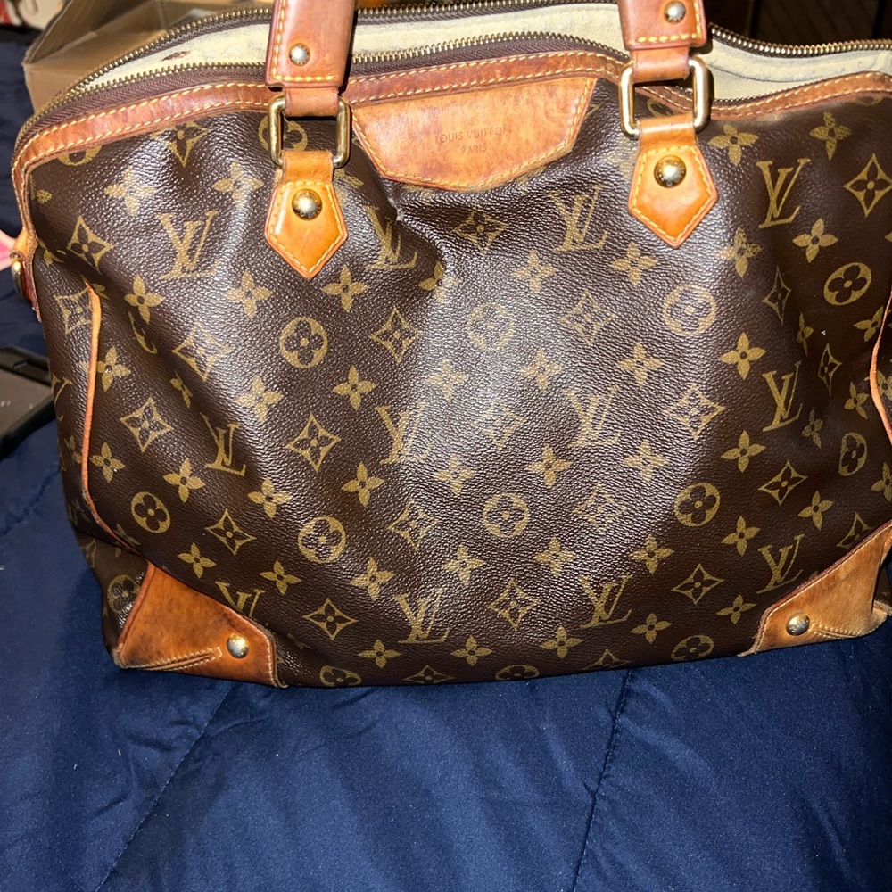 Louis Vuitton Brown Monogram Canvas Satchel with Tan Trim and Gold Hardware